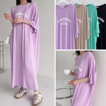 달라라 여성 빅사이즈 촤르르 찰랑 홈웨어 롱원피스 맥시 원피스 7부 소매 무지 플레어 롱원피스