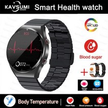 다이빙컴퓨터 화웨이 샤오미 전용 ECG + PPG 스마트 워치 혈당 건강 심박수 시계 체온 피트니스 트래커 스마트워치 2023 신제품, Black Steel B 2