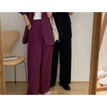 [당일배송가을슬랙스] 편한 뒷밴딩 핀턱 일자 와이드 촤르르핏