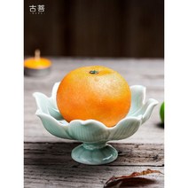 청자 연꽃 제물 접시 부처 세라믹 공물 예배, 새겨진 작은 과일 접시