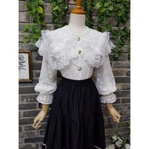 퐁당 / 페미닌 이중 레이스 세라 빅카라 블라우스