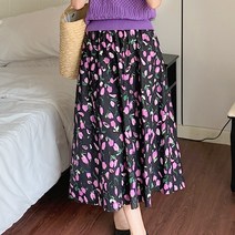 타니즈 메키 플라워 밴딩 롱 스커트