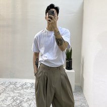 남자 목안늘어나는 티 4계절 여름 흰색 무지 흰티 레이어드 롱 박시 면티 반팔 티셔츠