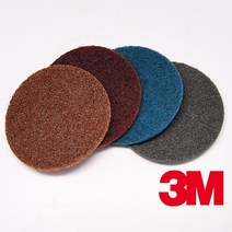 3M 100mm SC 디스크 부직포 그라인더 피니싱 연마재 스크레치 도장 코팅 버핑 작업, MED 180방 적색