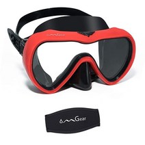 OMGear 다이빙 마스크 스노클 스쿠버 고글 성인 수영 코 네오프렌 스트랩 패드 스노클링 프리다이빙 수영용 [미국 직배송], Red
