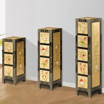 왕실 금박 공간 서랍장 엔틱 3단 4단 원목 코너장, 금박 3D 코너장