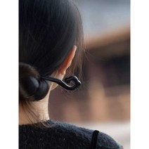 비녀 백단향 머리핀 흑단 수제 고급원목 비녀, 에보니-로터스내추럴룩