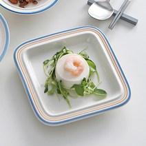 시라쿠스 메이플 도자기 정사각 플레이팅 접시 그릇 S, 시라쿠스 메이플(정사각S-라인블루)