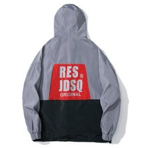 남자 오버핏 스트링 배색 커플 아노락 후드