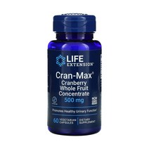 라이프익스텐션 Cran-Max 크랜베리 통과일 농축액 500mg 60 베지캡슐 2개월분