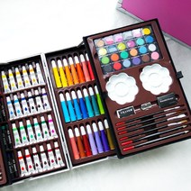 (아우라)미술도구세트 KC인증 알루미늄가방 핑크&블루 선물용, 핑크