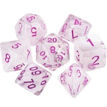 주사위 보드게임 dnd 다면체 7-다이 반투명 compLete set of d4 d6 d8 d10 d d12 d20 for trpg, 하얀 속삭임