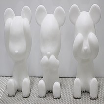 수제몰드 앉은베어브릭(3D)(귀가린 입가린 눈가린)-선택, 입가린베어브릭