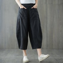 여성블랙 면마 밴딩바지 항아리핏 시원한 빅사이즈M08