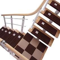 파파스 강아지 계단 미끄럼방지매트 애견 계단매트 복층 논슬립 패드, 계단매트 클로버 브라운(55cm)