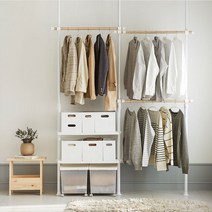 [한샘몰x왕자행거] 3단 드레스룸 행거 선반형_화이트우드 DIY 너, 선택:01.왕자행거_3단 드레스룸 행거_선반형