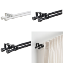 이케아 커튼봉 BEKRAFTA 베크레프타 이중커튼봉 세트 블랙 120-210 cm 19 mm