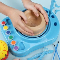 도예키트 흙놀이 도자기만들기 diy 풀세트 집콕도예 홈키트 점도 공예 물레, [블루] 토기 2봉지 + 1개