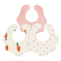 아바마 아기 요미 턱받이 3종 세트, B 핑크세트, 3개