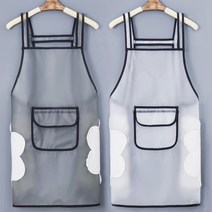 기름방지 방수 앞치마 패션 투명 멜빵 앞치마 남여공용 주방 앞치마 1+1, 화이트 투명1+1