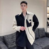 남자 블랙 배색 간팔 캐주얼 정장 셔츠 남방 가을 모임 하객 연예인 st 댄디룩 코디