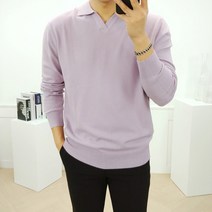 로니제이 남자 촉촉한 캐시미어 스판 오픈 카라 니트
