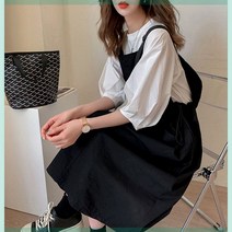 퍼프롱원피스 허리보정 슬림핏 여성 여름 멜빵 벌룬소매 상의 룩 4111277752