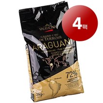 Valrhona 발로나 프랑스 정통 72% 아라과니 퓨어 커버추어 다크 초콜릿 빈 3kg Araguani chocolat noir couverture fves, 4팩