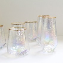 골드라인 오로라 다이아컵 2 size 언더락 550ml 하이볼 460ml 홈카페 홀로그램 글라스, 언더락550ml