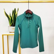 승마용품 장비 용 승마 상의 긴팔 티셔츠 지퍼 스포츠 셔츠 에쿼 션 의류, L, DarkGreen