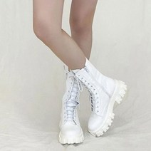 데이프릴 여성 통굽 레이스업 롱워커