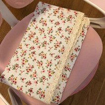 SKANDSALO 클래식 블루 플라워 피크닉 테이블보 무드 퀼트 면린넨 스윗 차 탁자보 전원 카메라, 45 *60cm （적합 찬합매트 손장, 레드 플라워 러플