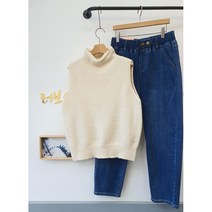 모모 무지 반폴라넥 여성 겨울 터틀조끼