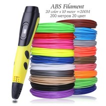 3d프린터펜 3d프린터필라멘트 새로운 rp800a 3d 펜 20 색 abs 필라멘트 3, 200m 복근이 있는 펜
