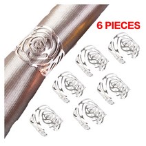 6/12PCS 골드 실버 냅킨 링스 버클 웨딩 크리스마스 생신 냅킨 링은 꽃 잎 Flower Leaf Napkin Rings Serviette Buckle Gold Silver, 6 PCS-로즈 실버