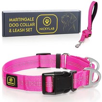 NICKYLAB - Martingale 대형견용 개 목걸이 - 목줄 (보너스) - 라지 엑스트라 라지 (XL 블랙), Pink