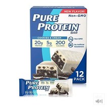 Pure Protein Bars High Cookies and Cream 퓨어 프로틴 단백질 바 쿠키 앤 크림 1.76oz(50g) 12개입, Cookies N Cream