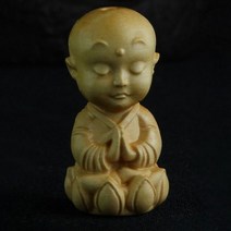 부처님 동상 나무 석가모니 회양목 공예 자동차 홈 인형 장식 작은 명상 스님 DIY 펜던트 만들기, 40mm x 20mm, 3