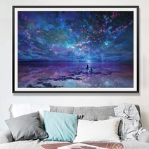 풍경 보석십자수 비즈 집콕놀이 그림 새 운 아름다운 별이 빛나는 하늘 연인, 라운드 다이아몬드 전체 다이아몬드9060cm 무료