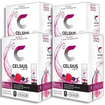 Celsius 셀시어스 온더고 에너지 파우더 무설탕 베리맛 14스틱 4팩, 4개