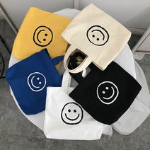 PK글로벌 귀여운 스마일 레터링 미니 에코가방 데일리 수납 에코백