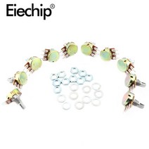 10pcs wh148 전위차계 선형 15mm b1k b2k b5k b10k b20k b50k b100k b250k b500k b1m 너트와 와셔가있는 샤프트 3pin, 500k 옴