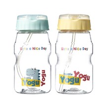 코멕스 요구요구 어린이집 투명 빨대컵 460ml, 옐로우