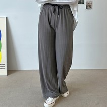 와이드팬츠 밴딩팬츠 스트라이프 하체비만코디 편한바지 통바지