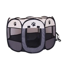야외개집 바람막이 텐트 진돗개 판넬 플라스틱 휴대용 접이식 애완 동물 강아지 집 고양이 대형 야외 개 케이지 놀이펜 내구성 울타리, 6.Gray - 114x114x58cm