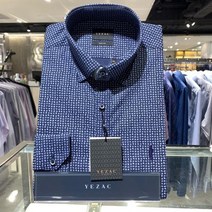 예작남성와이셔츠스넵모티브프린트신사자수슬림핏긴팔YJ1FBS935NY