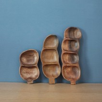 아카시아완두콩함지나눔접시 안주그릇 나무그릇 목기 마른안주그릇 원목그릇 다과접시, 2절