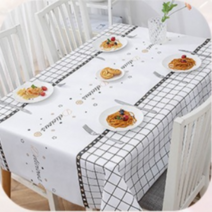 JJNB 북유럽풍 6인용 방수 테이블 식탁보 137cm x 180cm, 레몬