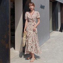 뉴욕멋쟁이 국내배송 로즈미 프릴 랩 롱원피스 여름 꽃무늬원피스