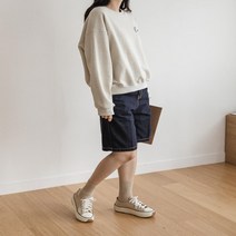 여자 생지 스티치 데님 쇼츠 캐주얼 5부 청반바지